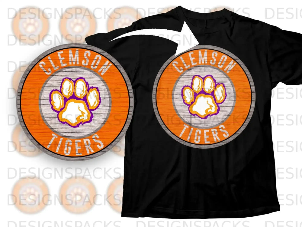 Clemson Tigers Paw Print Design Circular Patch Product