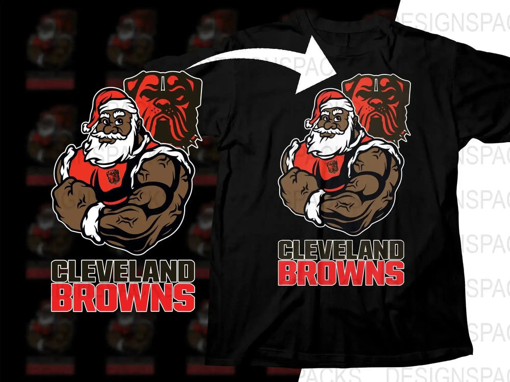 Cleveland Browns Black Santa Christmas Football Png Digital Download