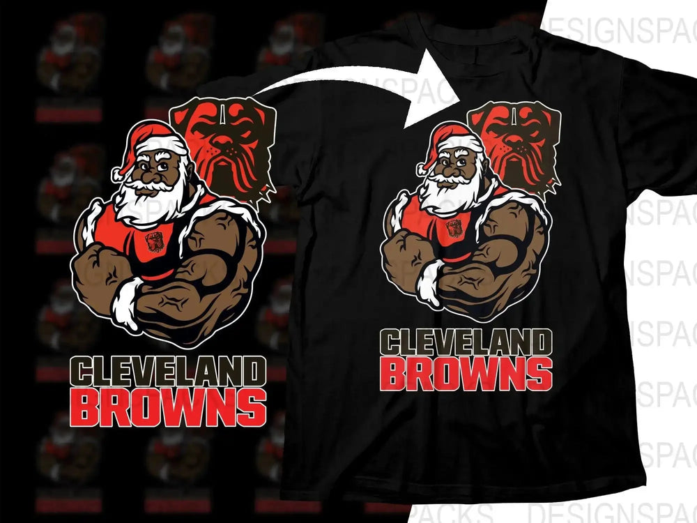 Cleveland Browns Black Santa Christmas Football Png Digital Download