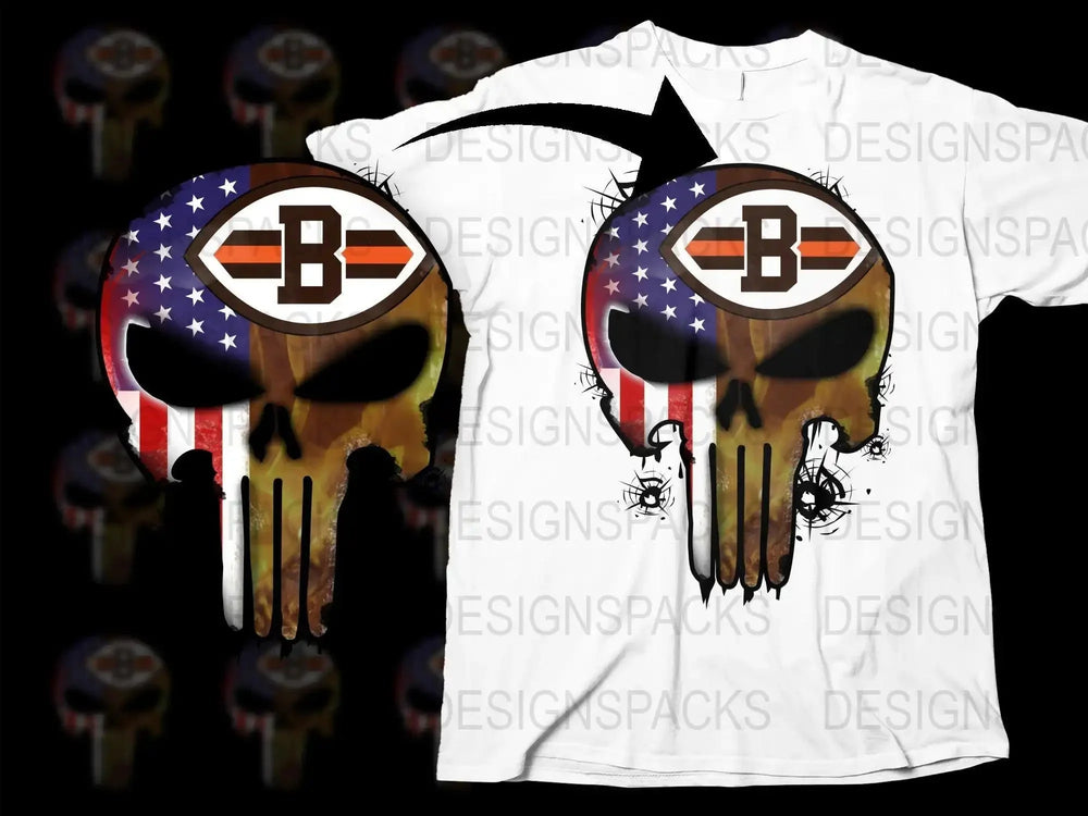 Cleveland Browns Inspired Punisher Logo Png Digital Download