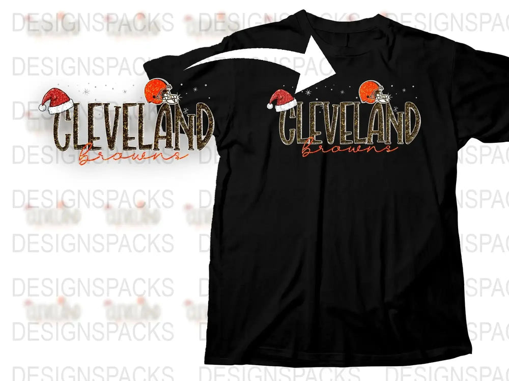 Cleveland Browns Inspired T-Shirt with Graphic Mushroom Design, Football Fan Apparel, Unisex Black Tee