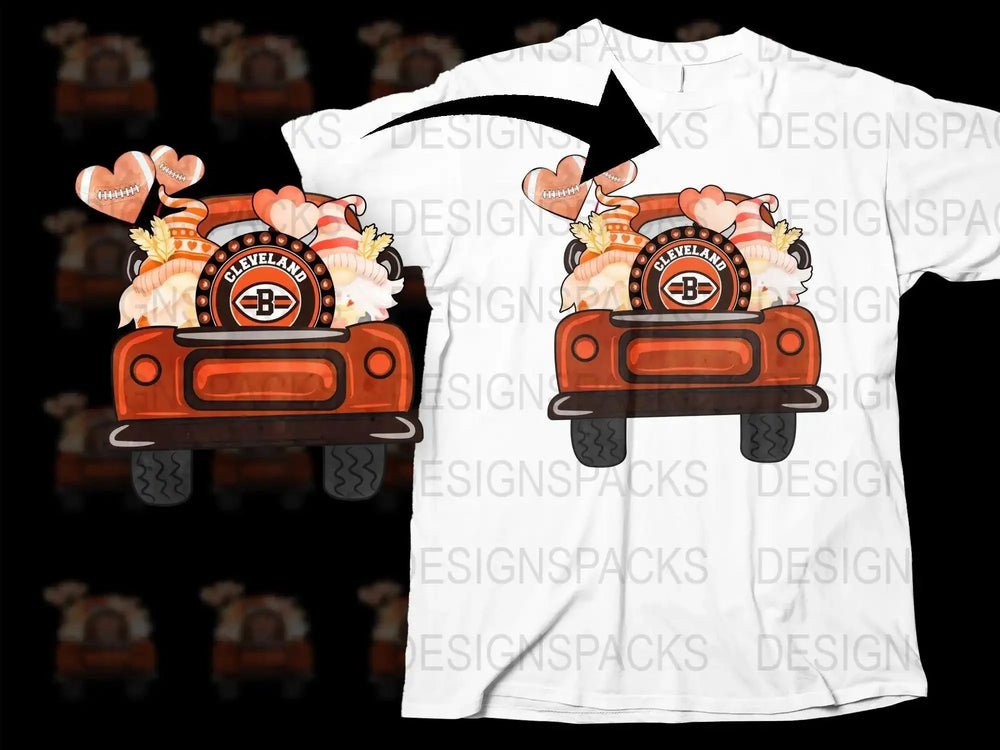 Cleveland Football Valentine Truck Heart Png Digital Download