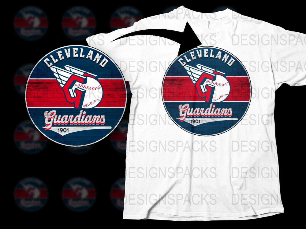 Cleveland Guardians 1901 Baseball Fan Png Digital Download