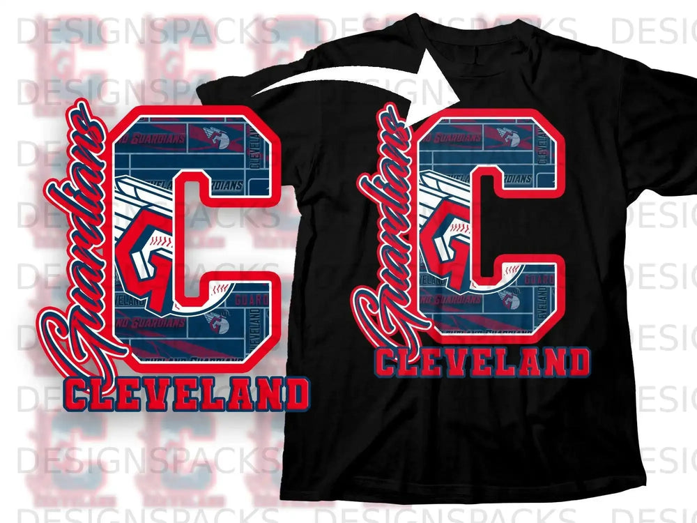 Cleveland Guardians Logo Graphic Black T-shirt