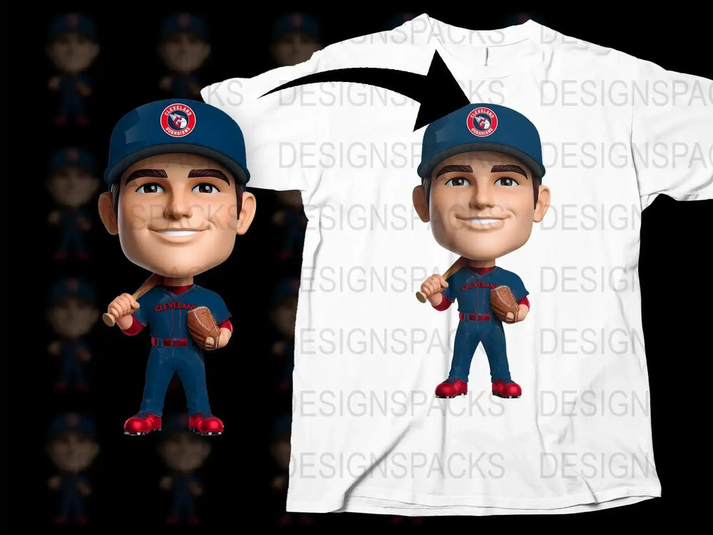 Cleveland Guardians Baseball Player Theme Png Digital Download