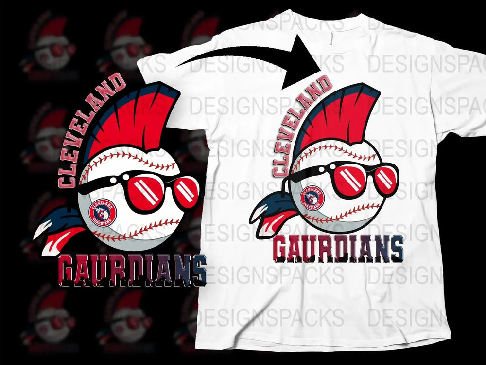 Cleveland Guardians Cool Baseball Cartoon Style Png Digital Download