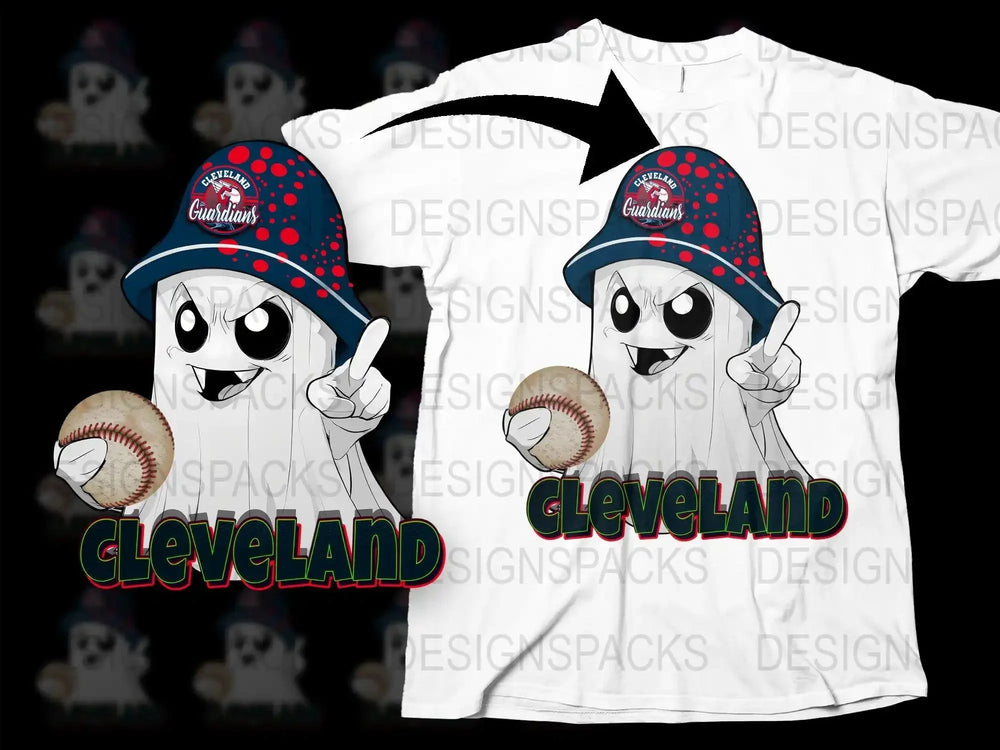 Cleveland Guardians Ghost Baseball Fan Png Digital Download