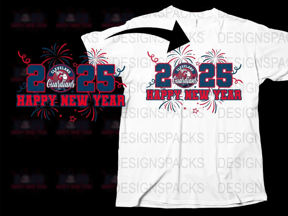 Cleveland Guardians Happy New Year 2025 Png Digital Download