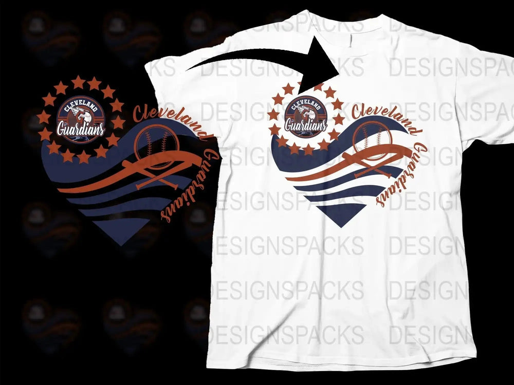 Cleveland Guardians Heart Design Graphic Png Digital Download