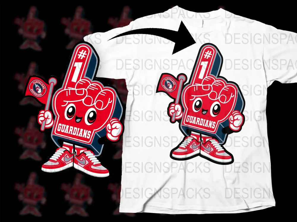 Cleveland Guardians No 1 Foam Finger Mascot Png Digital Download