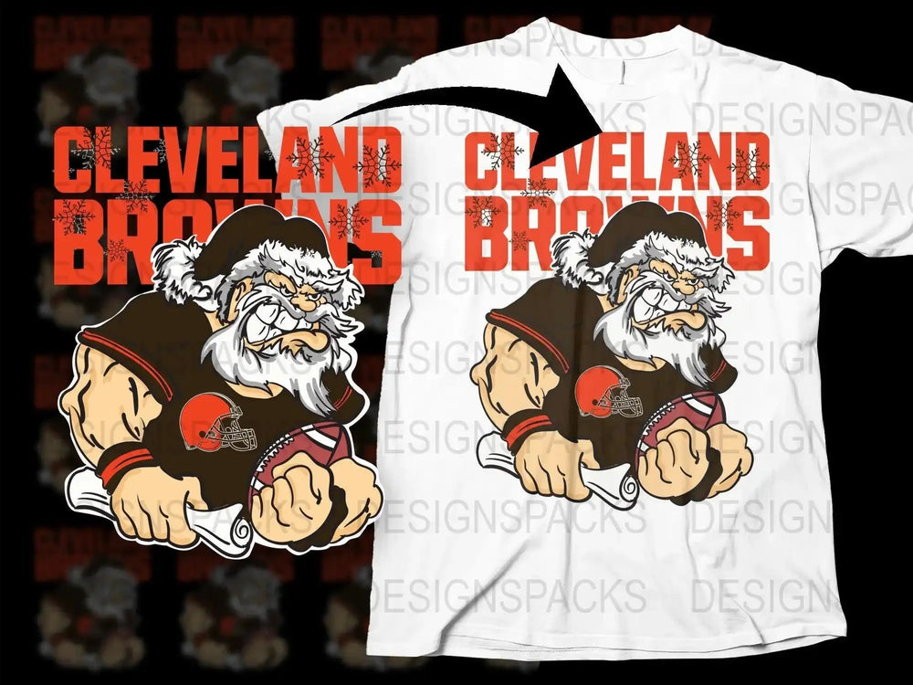 CLEVELAND Team Christmas Football Santa Png Digital Download