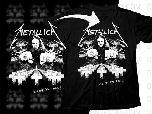 Cliff 'Em All Metallica Artwork Rock Png Halftone Digital Download
