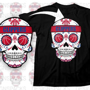 Clippers Basketball Skull T-Shirt, Unique LA Sports Fan Apparel, Gothic Team Support Gear