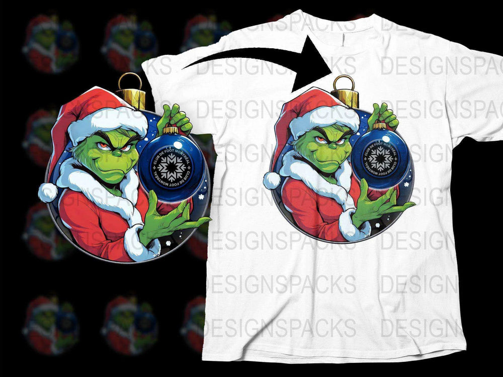Club de Foot Montréal Grinch Holiday Themed Png Digital Download