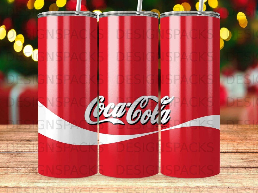 Coca-Cola Red Logo White Wave Tumbler Digital Wrap Design