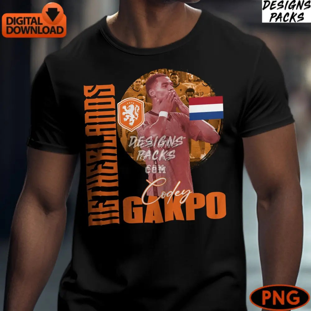 Cody Gakpo Netherlands Soccer Player Digital Art Instant Download Png