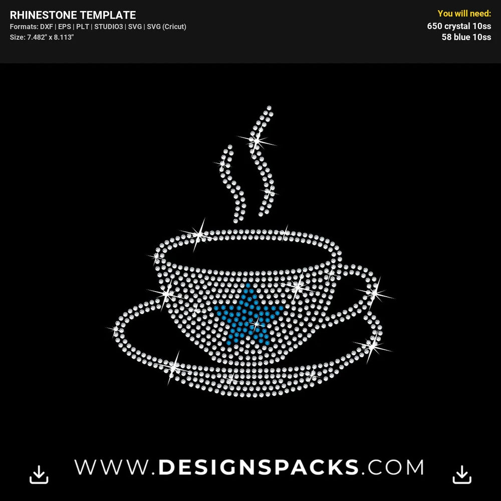 Coffee Cowboys Rhinestone Digital Template