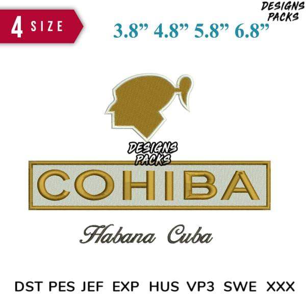 Cohiba Habana Cuba embroidery design in 4 sizes, compatible with DST PES JEF formats for instant download