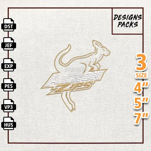 College Football Akron Zips Embroidery Design