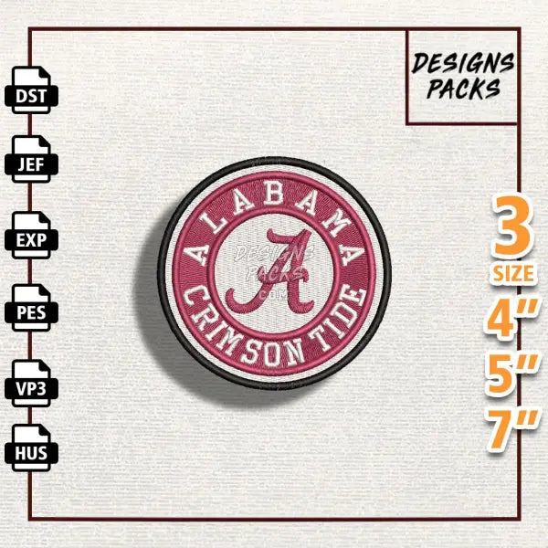 College Football Alabama Crimson Embroidery Design