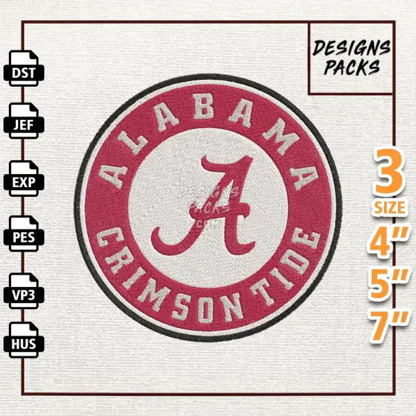 College Football Alabama Crimson Tide Embroidery Design