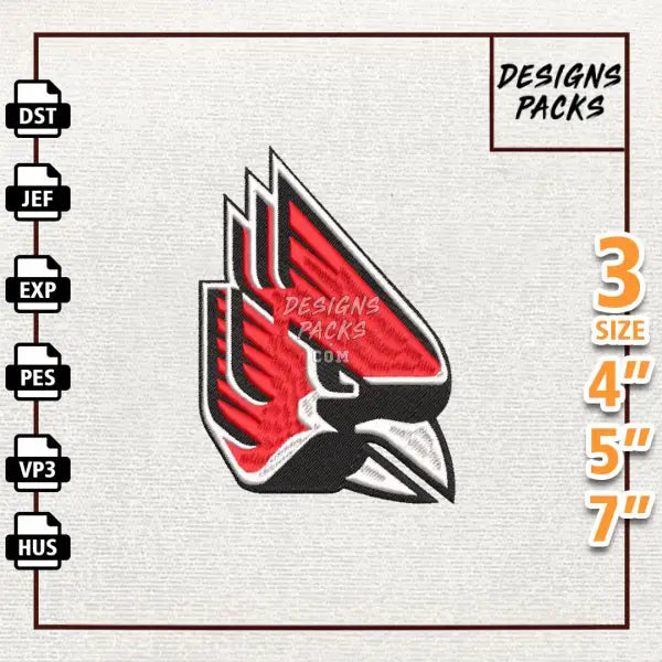 College Football Ball State Cardinals Embroidery Design