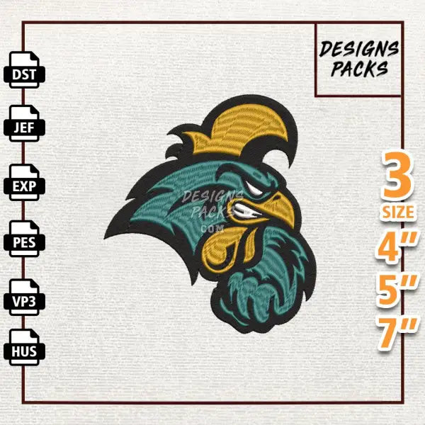 College Football Coastal Carolina Chanticleers Embroidery Design