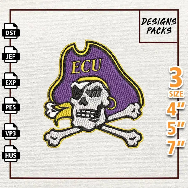 College Football East Carolina Pirates Embroidery Design