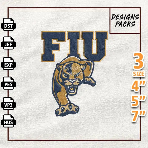 College Football Florida International Panthers Embroidery Design