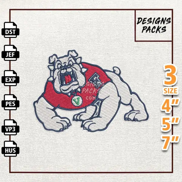 College Football Fresno State Bulldogs Embroidery Design