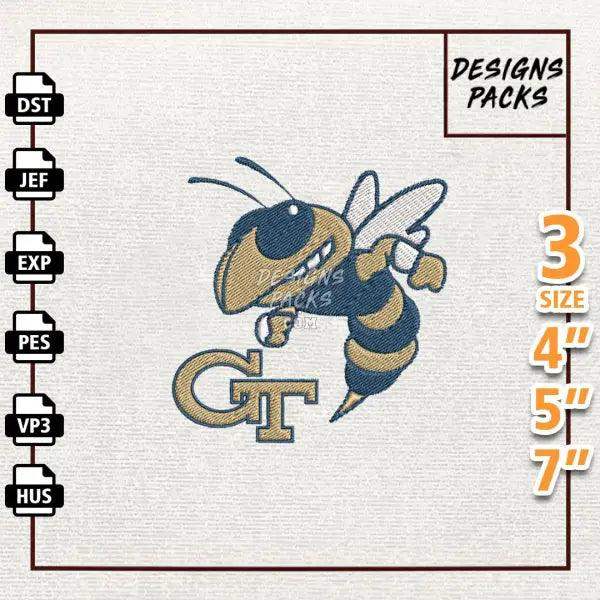 College Football Georgia Tech Yellow Jackets Embroidery Design