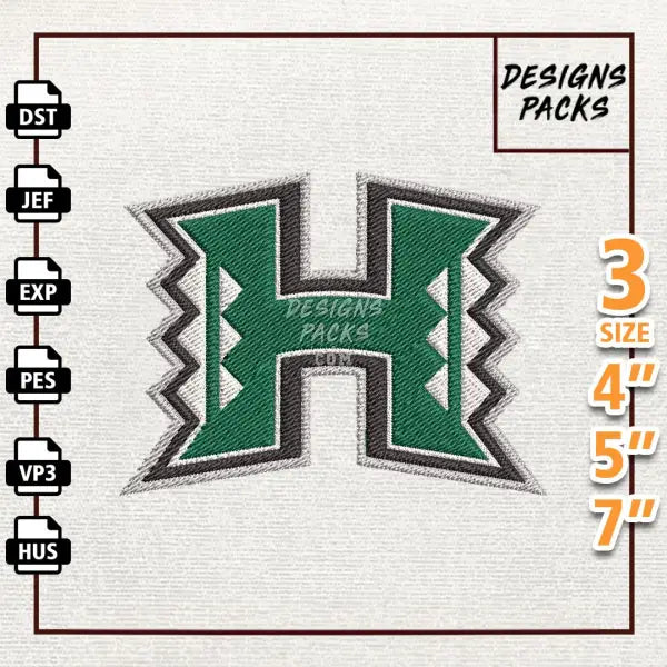 College Football Hawai'i Rainbow Warriors Embroidery Design