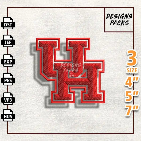 College Football Houston Cougars Embroidery Design