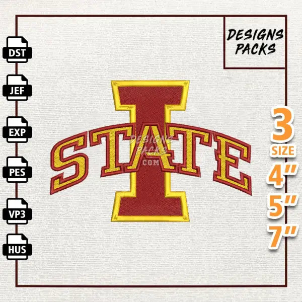 College Football Iowa State Cyclones Embroidery Design