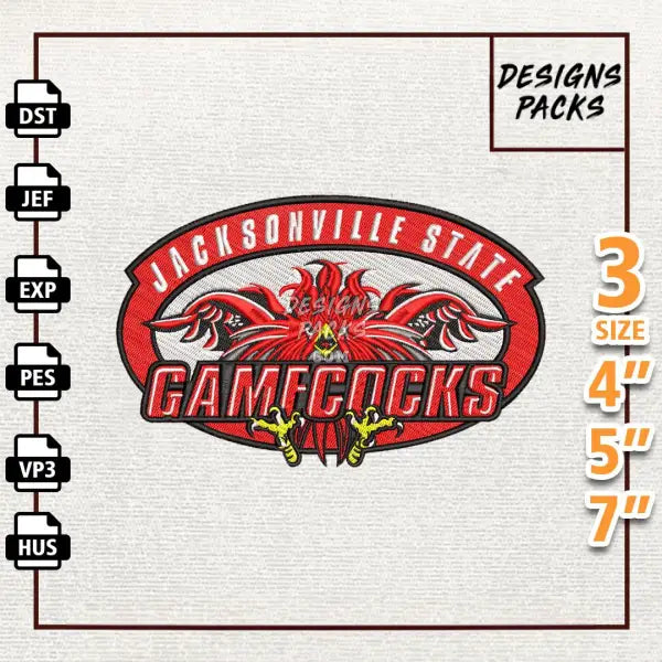 College Football Jacksonville State Gamecocks Embroidery Design