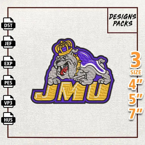 College Football James Madison Dukes Embroidery Design