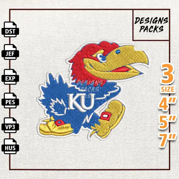 College Football Kansas Jayhawks Embroidery Design