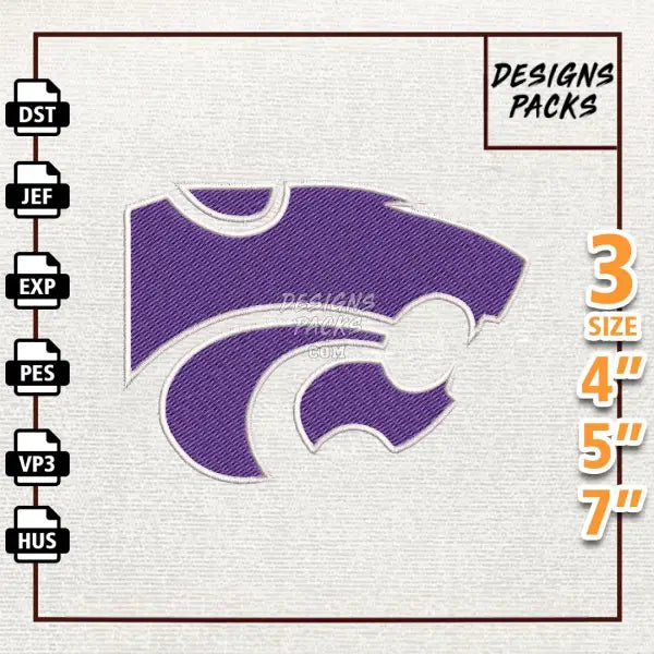 College Football Kansas State Wildcats Embroidery Design