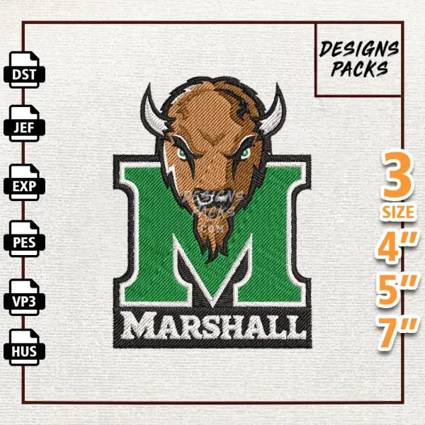 College Football Marshall Thundering Herd Embroidery Design