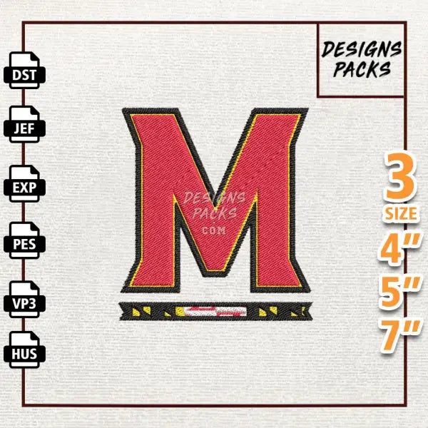 College Football Maryland Terrapins Embroidery Design