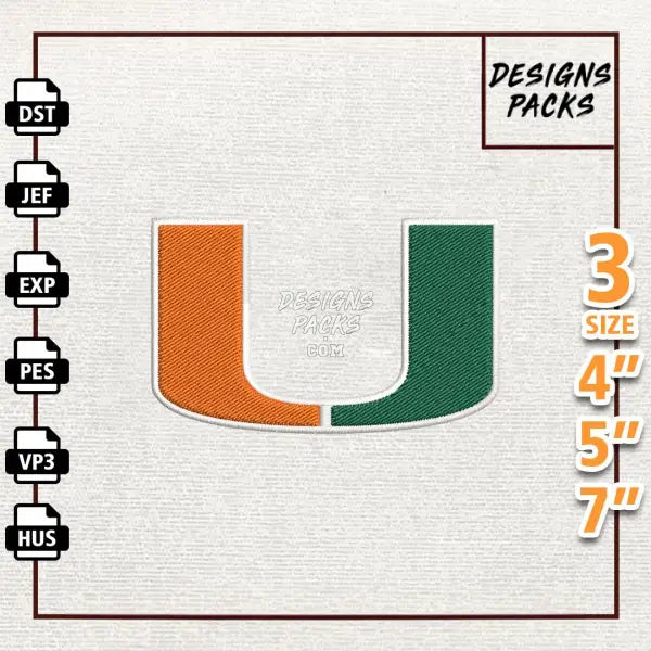 College Football Miami Hurricanes Embroidery Design