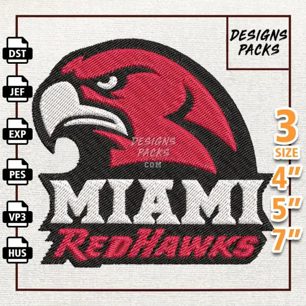 College Football Miami (OH) RedHawks Embroidery Design