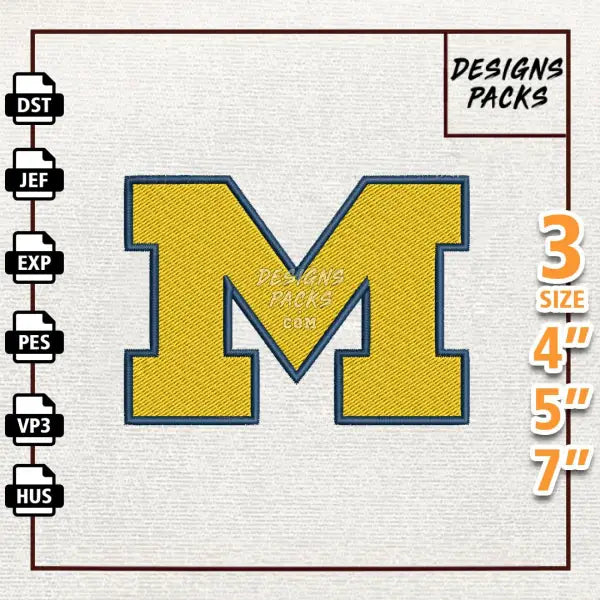 College Football Michigan Wolverines Embroidery Design