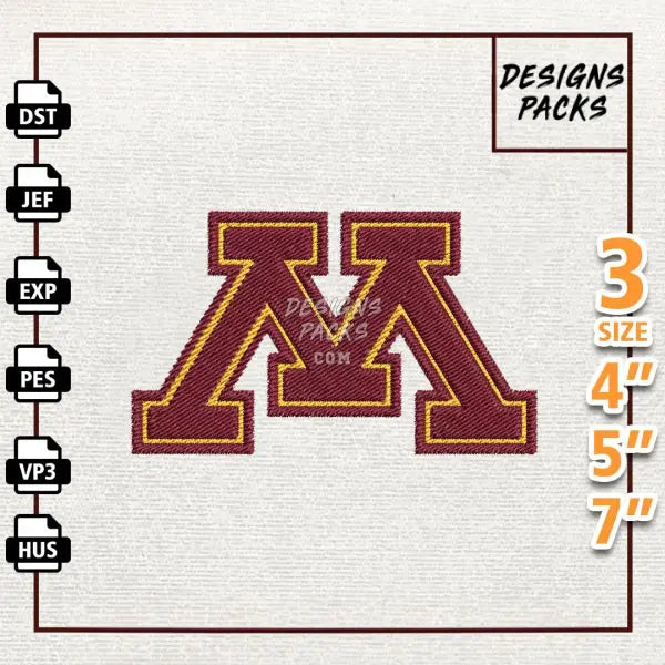 College Football Minnesota Golden Gophers Embroidery Design