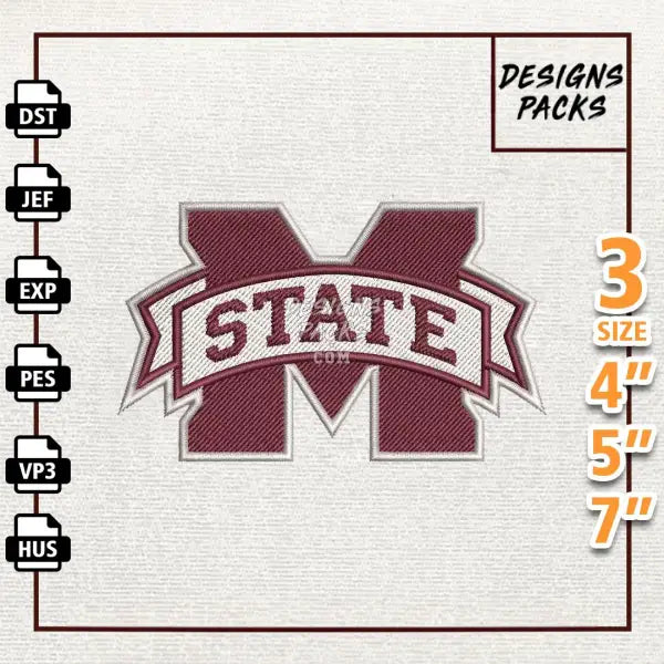 College Football Mississippi State Bulldogs Embroidery Design