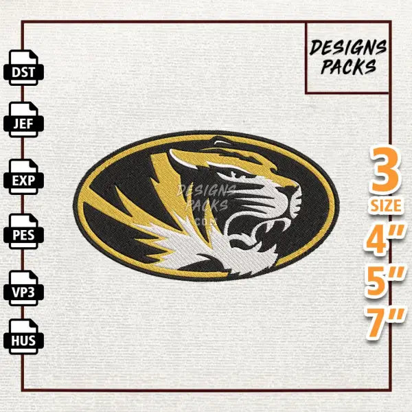 College Football Missouri Tigers Embroidery Design