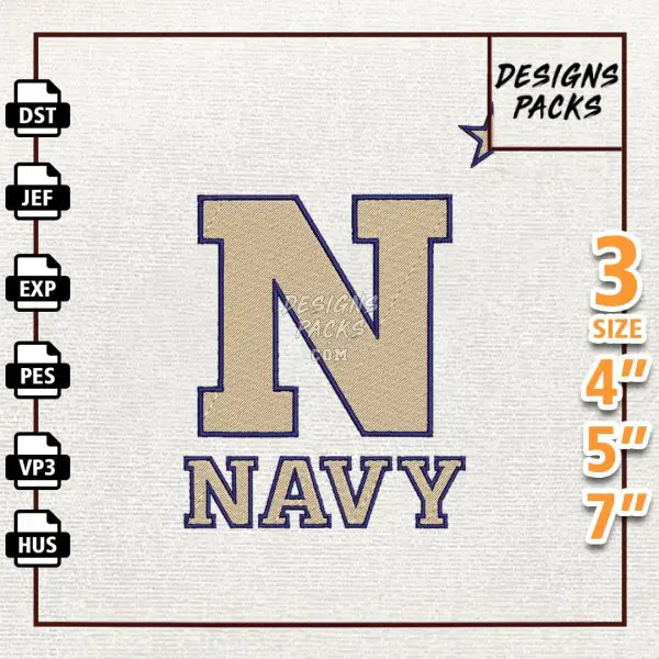 College Football Navy Midshipmen Embroidery Design