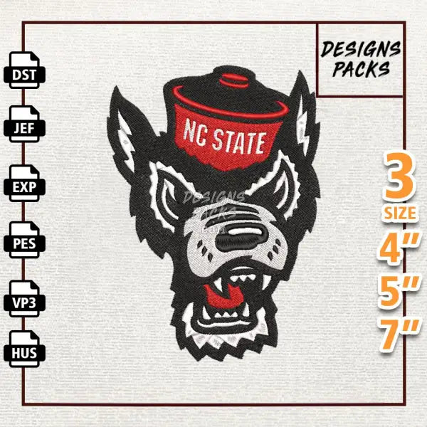 College Football NC State Wolfpack Embroidery Design