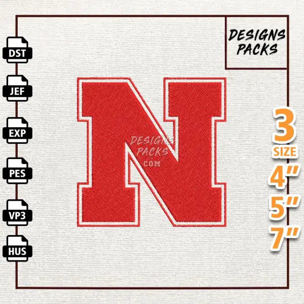 College Football Nebraska Cornhuskers Embroidery Design