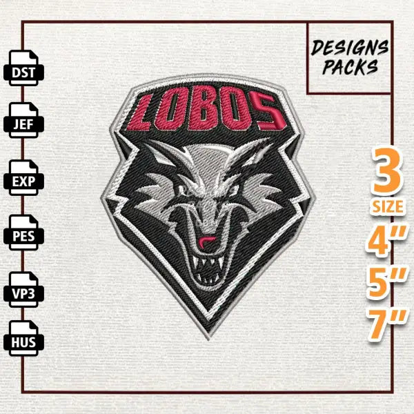 College Football New Mexico Lobos Embroidery Design